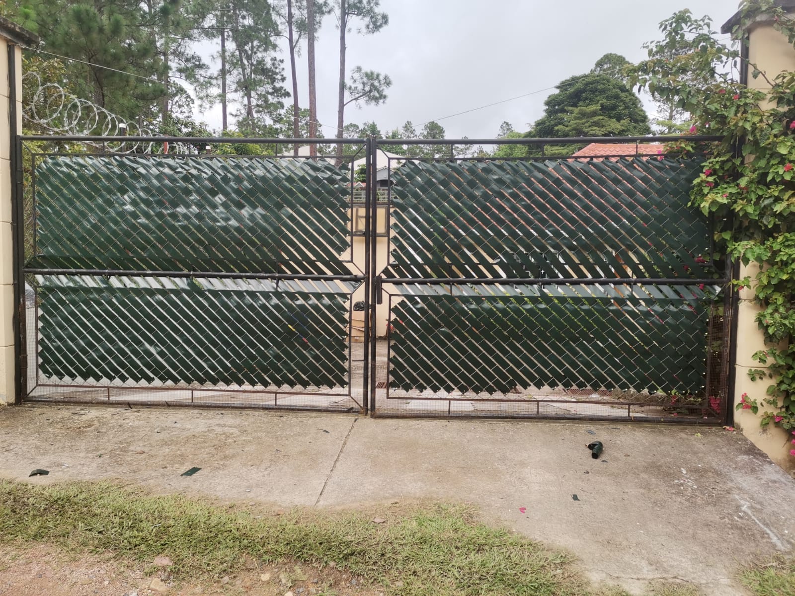 Example of privacy tape on a customer's fence.