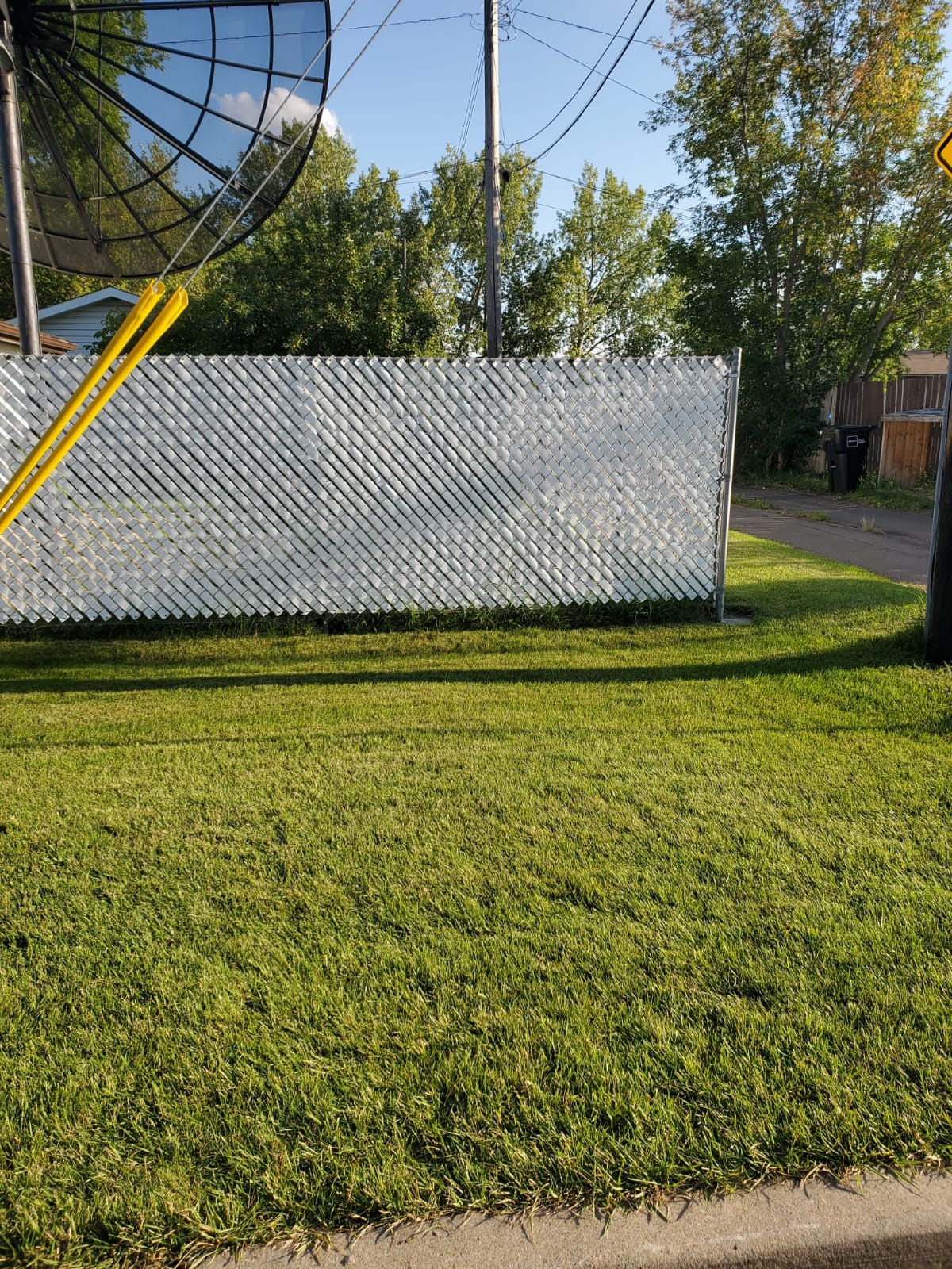 Example of privacy tape on a customer's fence.