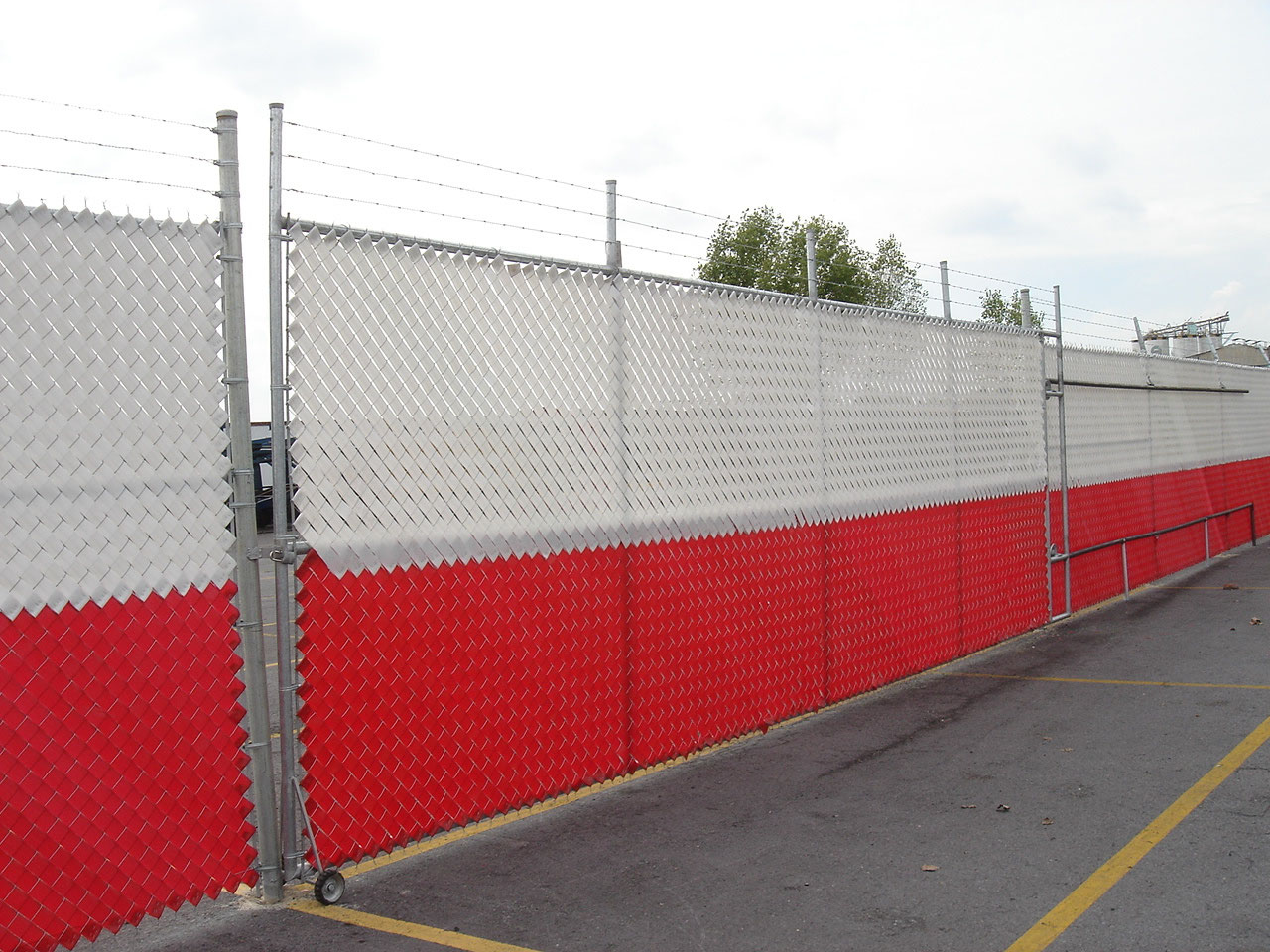 Example of privacy tape on a customer's fence.